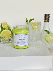 SB Mom's Mojito Candle - 'Lime + Mint' 10oz Green glass Bamboo lid